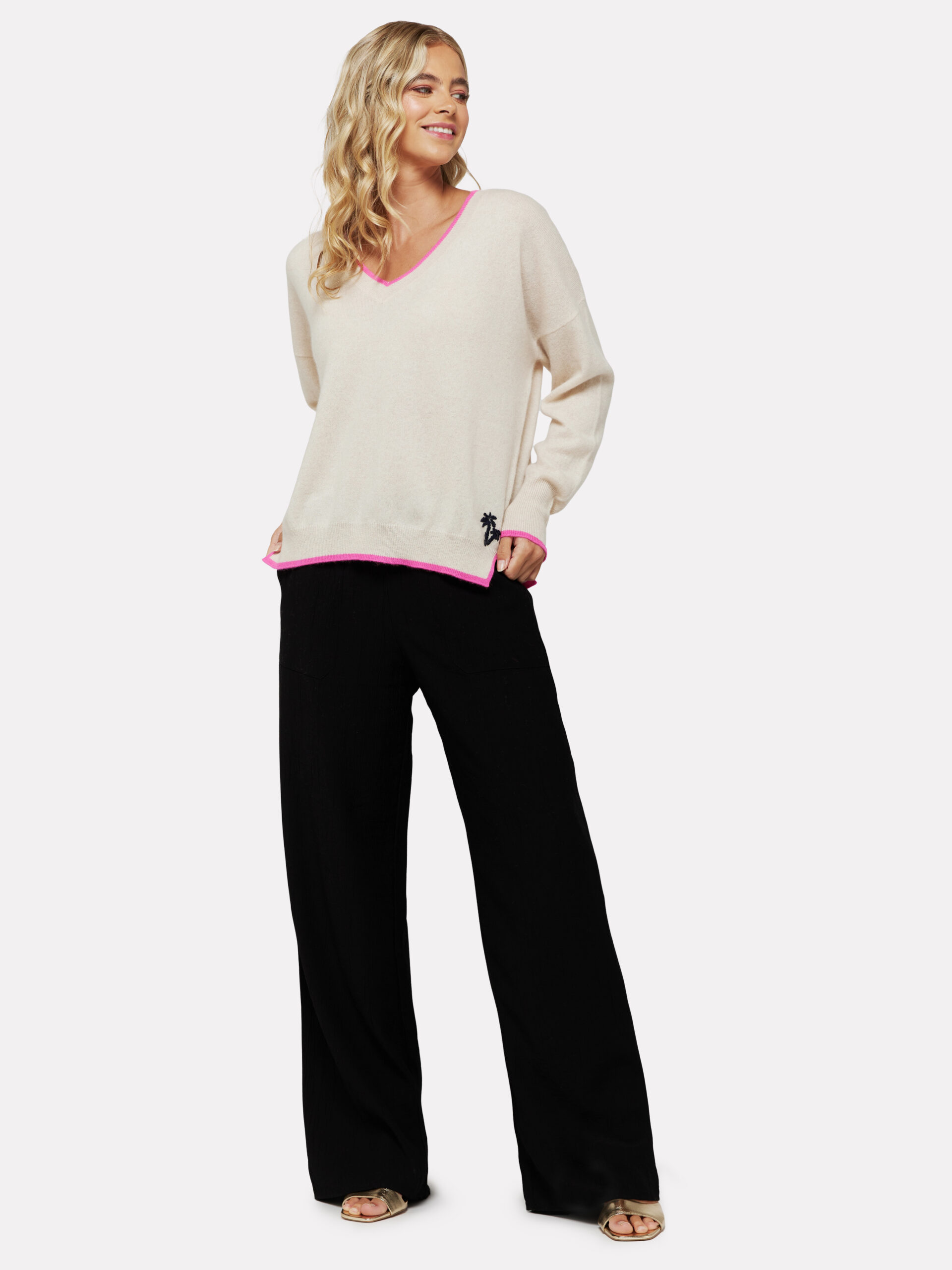 Brodie Cashmere Malibu Sunset V Neck Knit Erre Esse Boutique